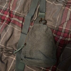 Green Corduroy Sling Bag